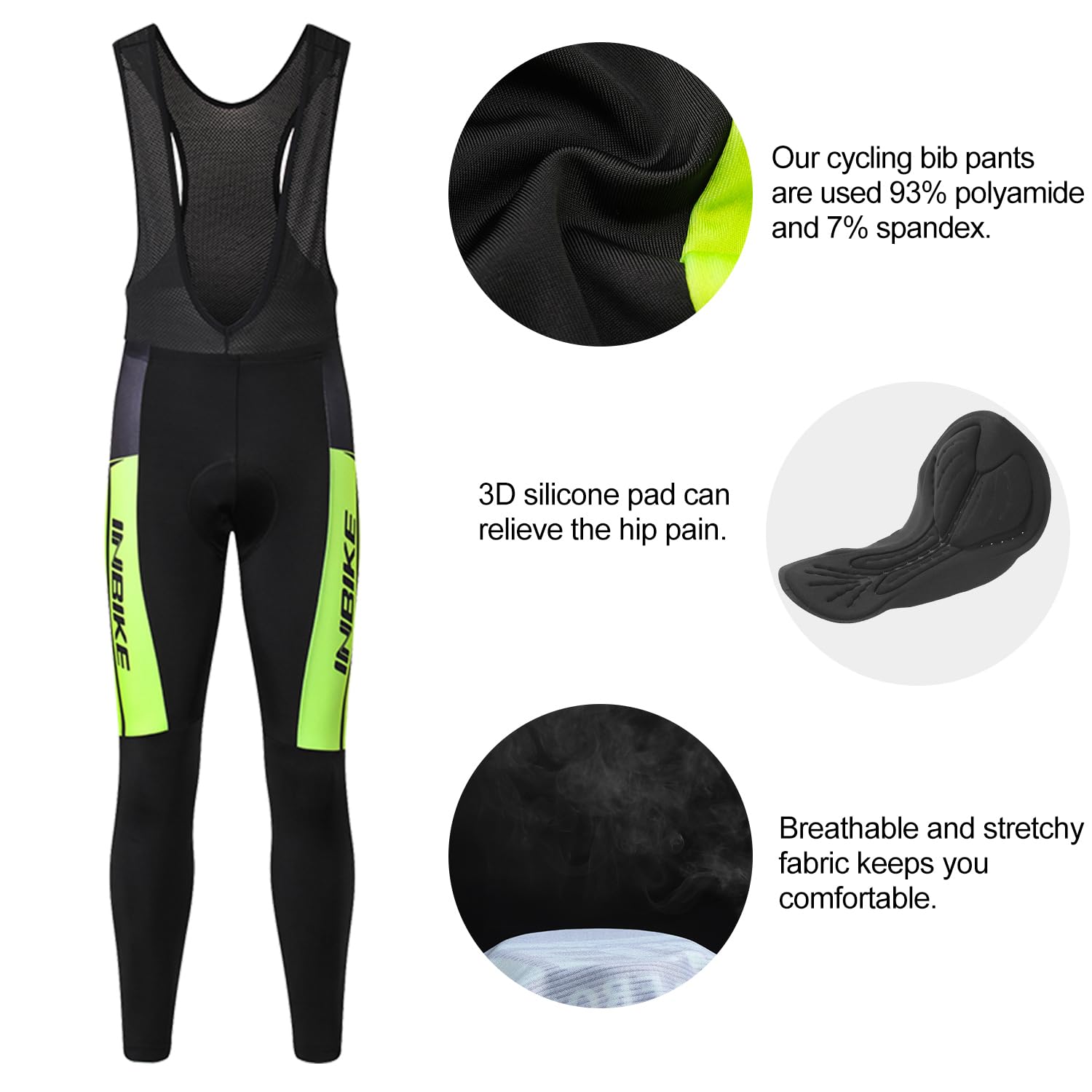 INBIKE Maillot Vélo Manches Longues + Pantalon Cuissard VTT 3D Coussin Rembourré Gel A Bretelle Tenue Cyclisme Confort Homme Printemps Automne