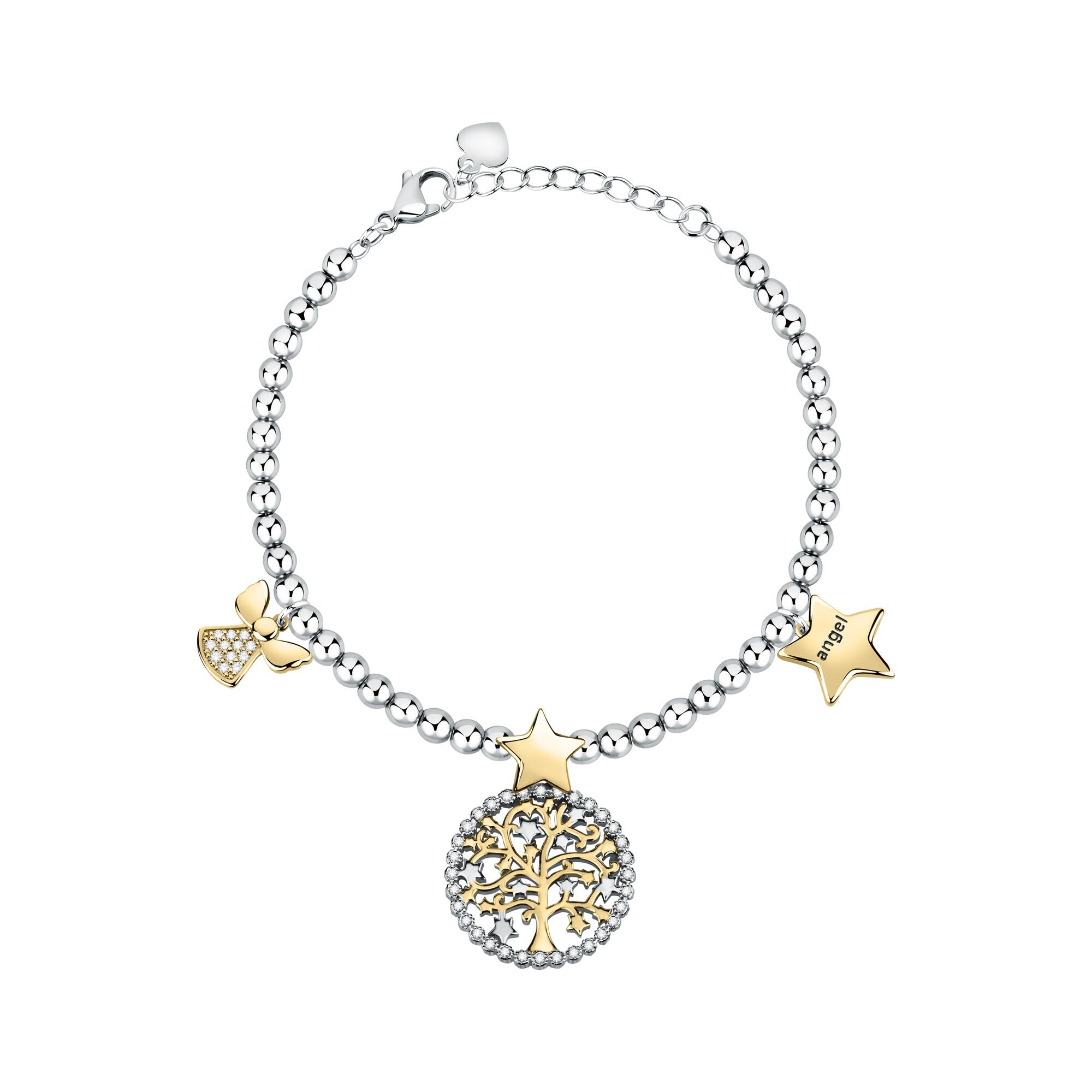 Kidult bracciale da donna in acciaio con pendente con albero della vita
