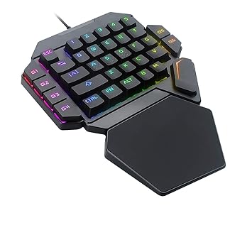 One Handed RGB Mechanical Keyboard, Jhua Ergonomic Half Gaming Keyboard 35 Keys with Rainbow Backlit?Keyboard?Wired Gaming Keypad USB Mini Keyboard Single Hand Game Controller for PC PS4 LOL Xbox Game