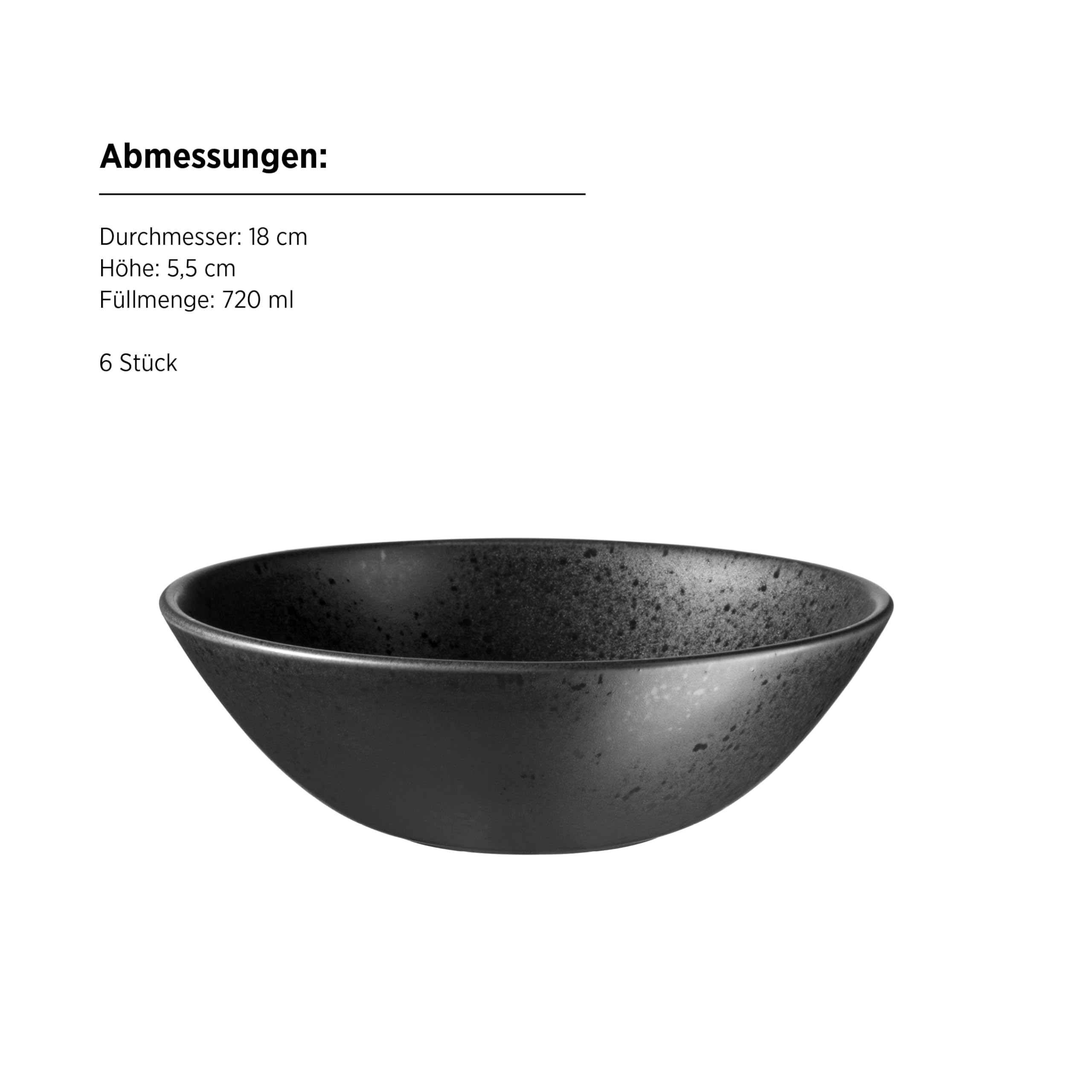 MÄSER, Serie Essential, Frühstücks Set für 6 Personen, Geschirr zum frühstücken aus hochwertigem Keramik, hergestellt in Portugal, Steinzeug, schwarz