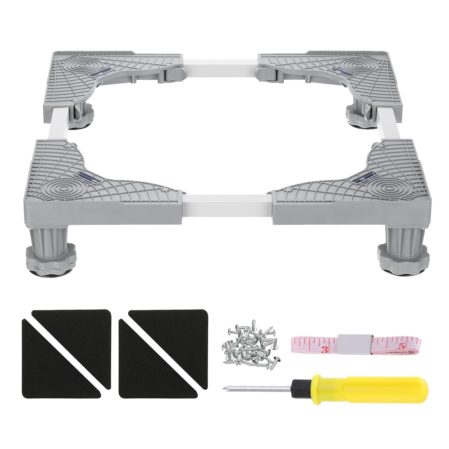 PATIKIL Mini Fridge Stand, 4 Strong Feet Dolly Laundry Refrigerator Stand Base Iron Universal Adjustable Mobile Base for Water Cooler Washer Dryer, 3.5"-4.3" Height