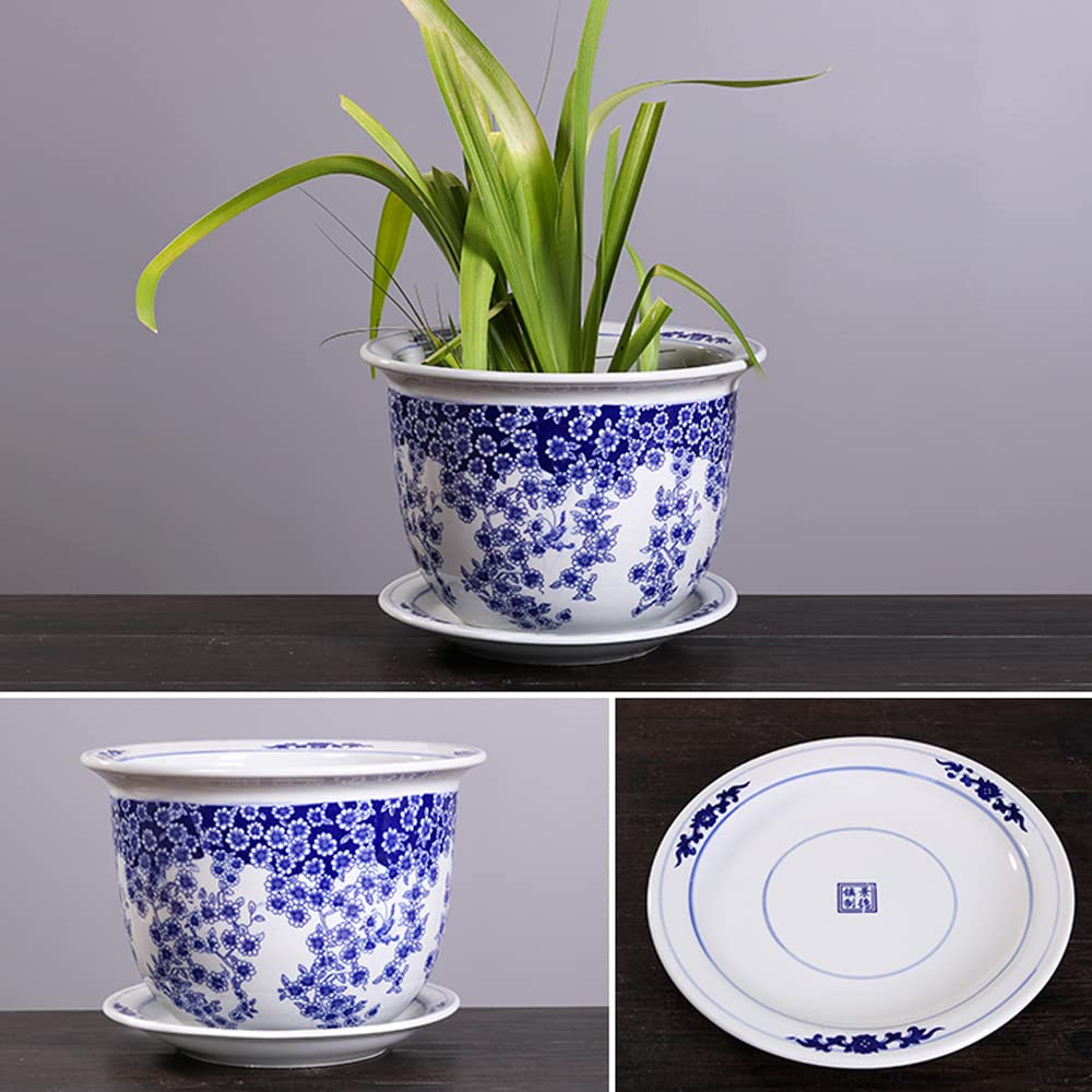 Ręcznie malowana niebieska i biała porcelanowa doniczka na rośliny, doniczka, ceramiczna doniczka na sukulenty, orientalna doniczka na rośliny, biała ceramiczna doniczka na rośliny doniczkowe