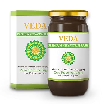 VEDA Premium Chyawanprash Sugar Free | 8.8 Oz | Ayurvedic Herbal Jam with Amla & Ashwagandha | Immunity Booster with Antioxidants | Fortified with Almonds & Saffron