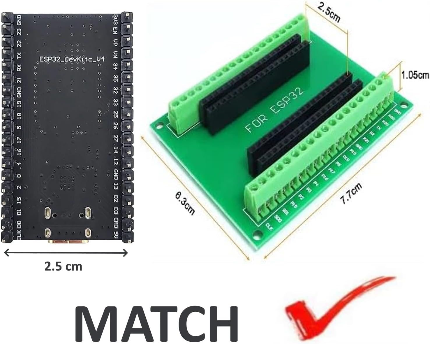ESP32-DevKitC core Board Type C ESP32 Development Board ESP32-WROOM-32U for Arduino with Antenna and Cabel (2pcs)