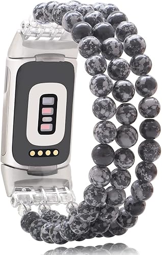 Miniatura 11 de C&L Accessories Compatible con Fitbit Charge 6/5 Pulsera de Reemplazo con Cuentas de Piedras Preciosas Naturales Hecha a Mano Ajustable para Mujeres