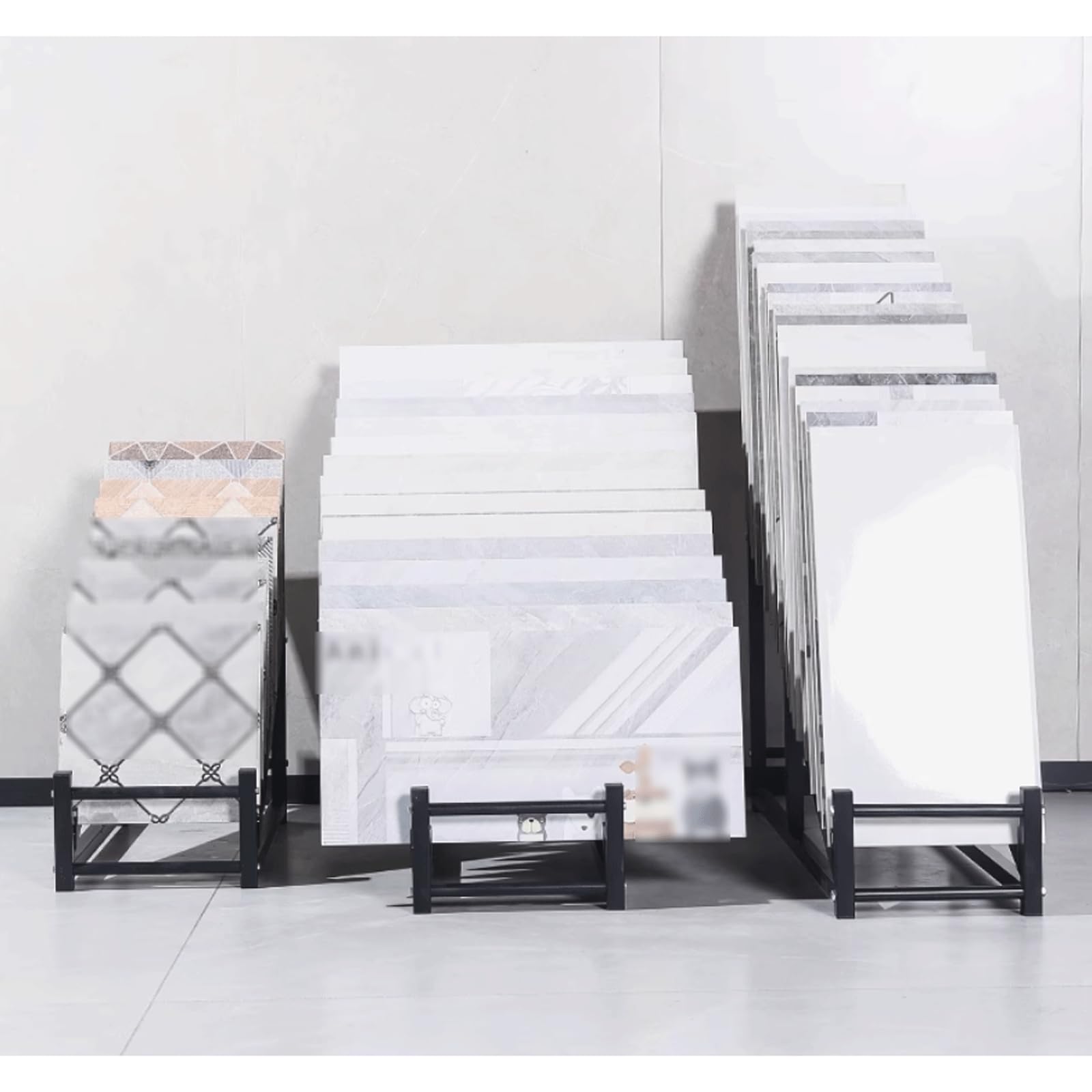 Metalowy stojak na próbki płytek podłogowych, porcelanowy i ceramiczny stojak na próbki, półka ekspozycyjna na próbki materiałów budowlanych, jej