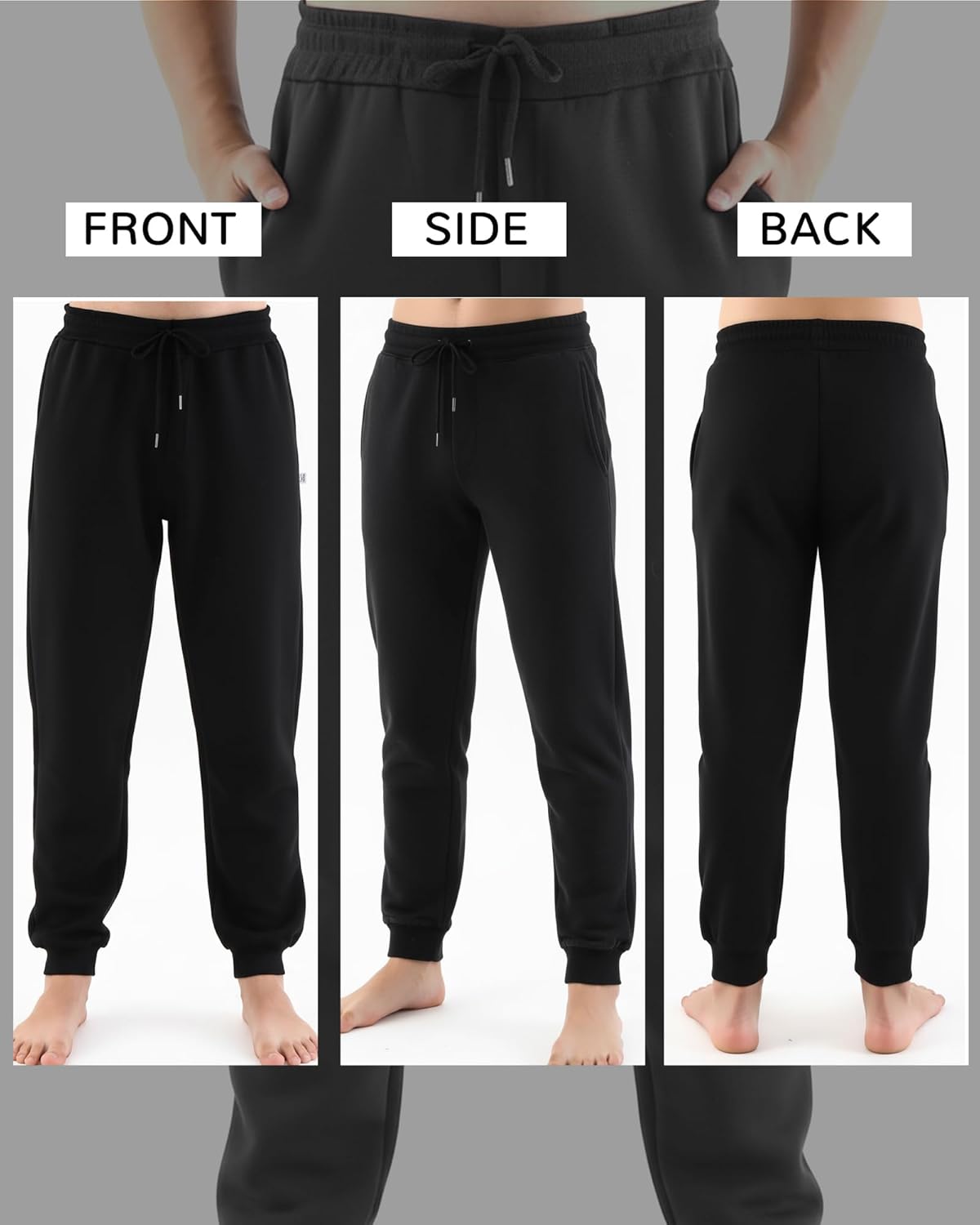 6 Pcs Boys Fleece Sweatpants Youth Joggers & Open Bottom Athletic Pants Kids Warm Active Sweatpants Sizes 6-16 - Image 5