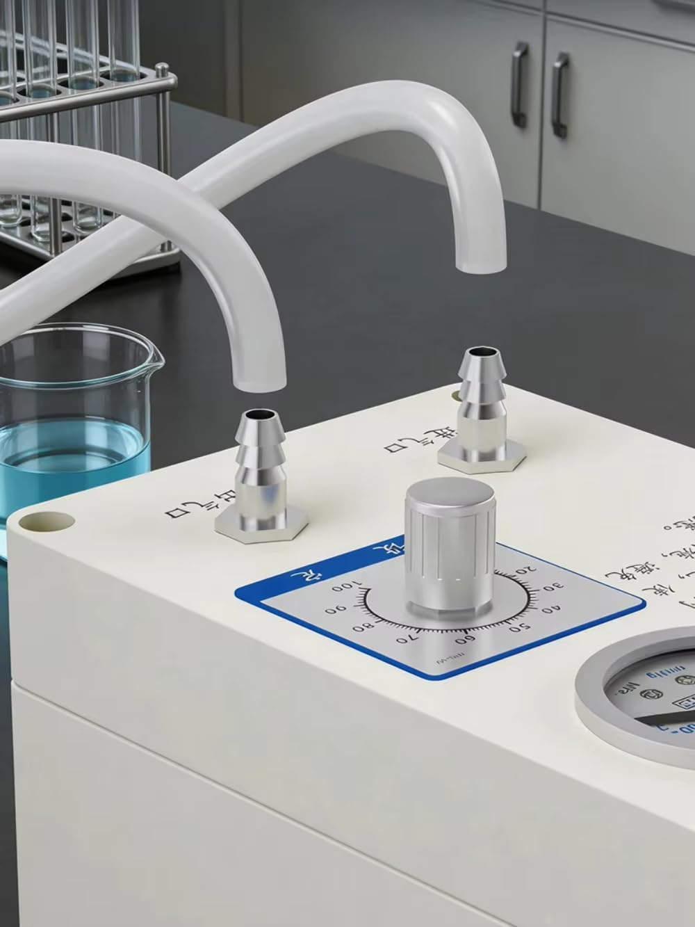 Elektroniczna pompa próżniowa podciśnieniowa | Regulowany przepływ do zastosowań filtracyjnych i ssących. Cyfrowy miernik