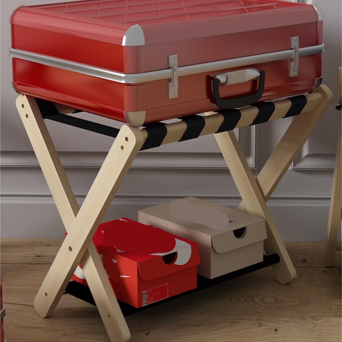 Soporte para equipaje – Estante de almacenamiento plegable para habitación de hotel y viajes – Soporte ligero y compacto para maleta para una fácil organización