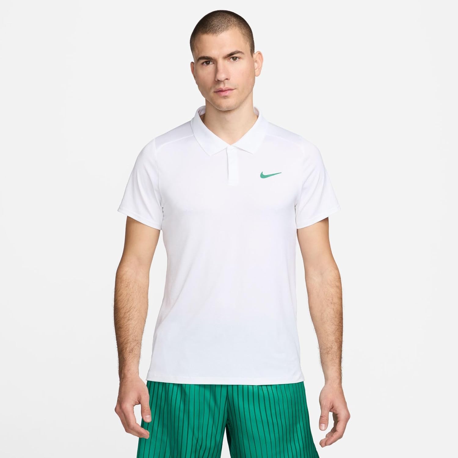 NikeCourt Advantage Men's Dri-FIT Tennis Polo (White/Malachite, FD5317-102) Size Large - Image 2