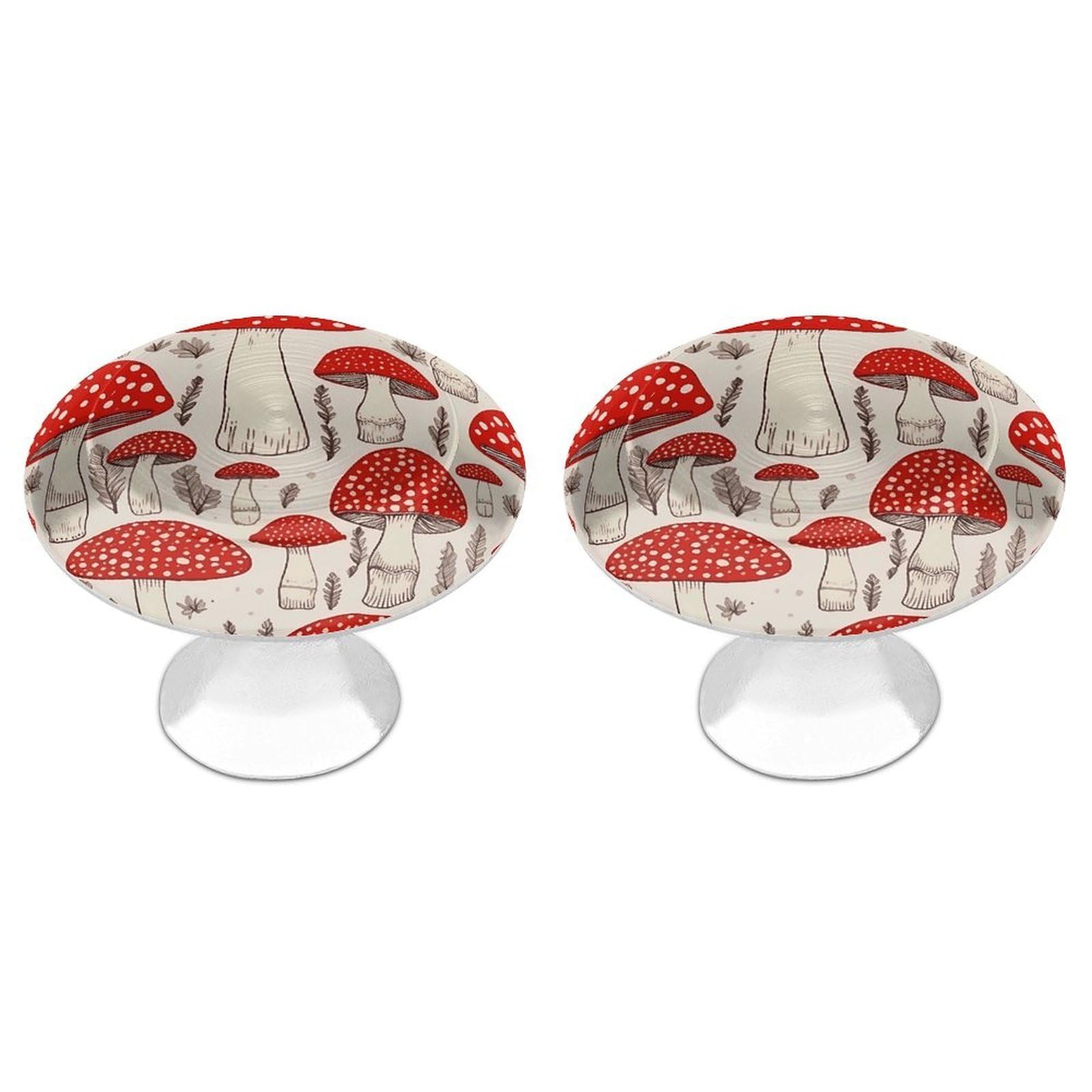Vstadank Style Red White Mushroom Drawer Pulls Sturdy Stainless Steel Door Handle Round Cabinet Knobs Fashion Dresser Drawer Knobs Door Pulls Exquisite Cabinet Handles Furniture Pull 2Pcs