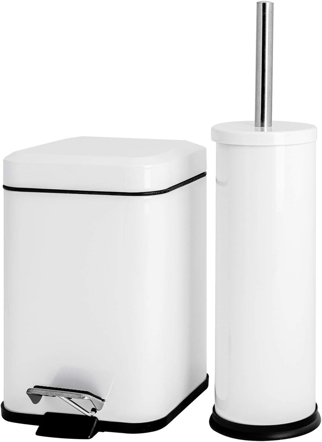 Harbour Housewares Bathroom Pedal Bin & Toilet Brush Set 3L Square