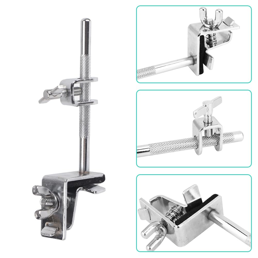 Supporto per Campanaccio, Snare Stand, Campana Morsetto, Grancassa Cowbell Hoop Jazz Drum Strumenti Tamburo Metallo Telaio Ganasce ad Azione Parallela di Bloccaggio Percussione Regolabile in Altezza