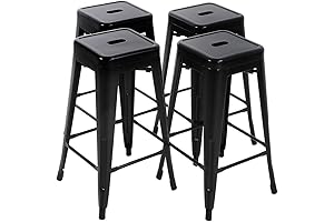 FDW Modern Metal Outdoor Bar Stools (Set of 4), Stackable Counter Height...