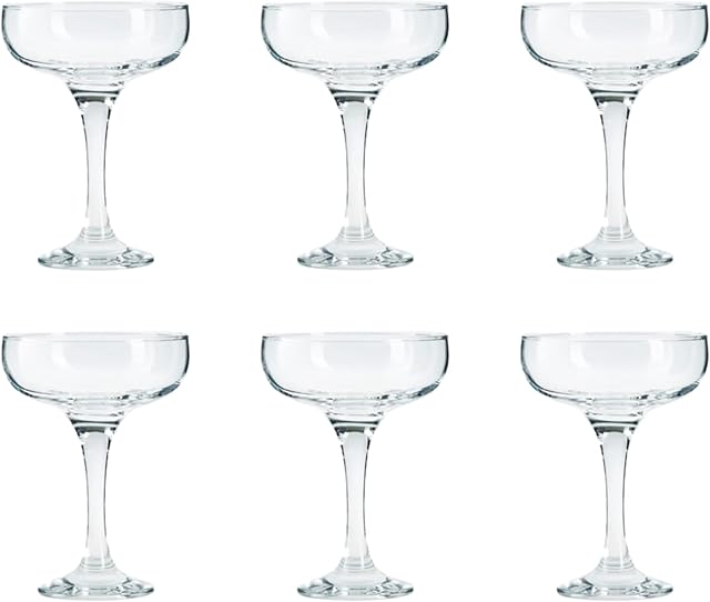 Martini Cocktail Glasses. Champagne Coupe Saucers (Set of 6). 200 ml.