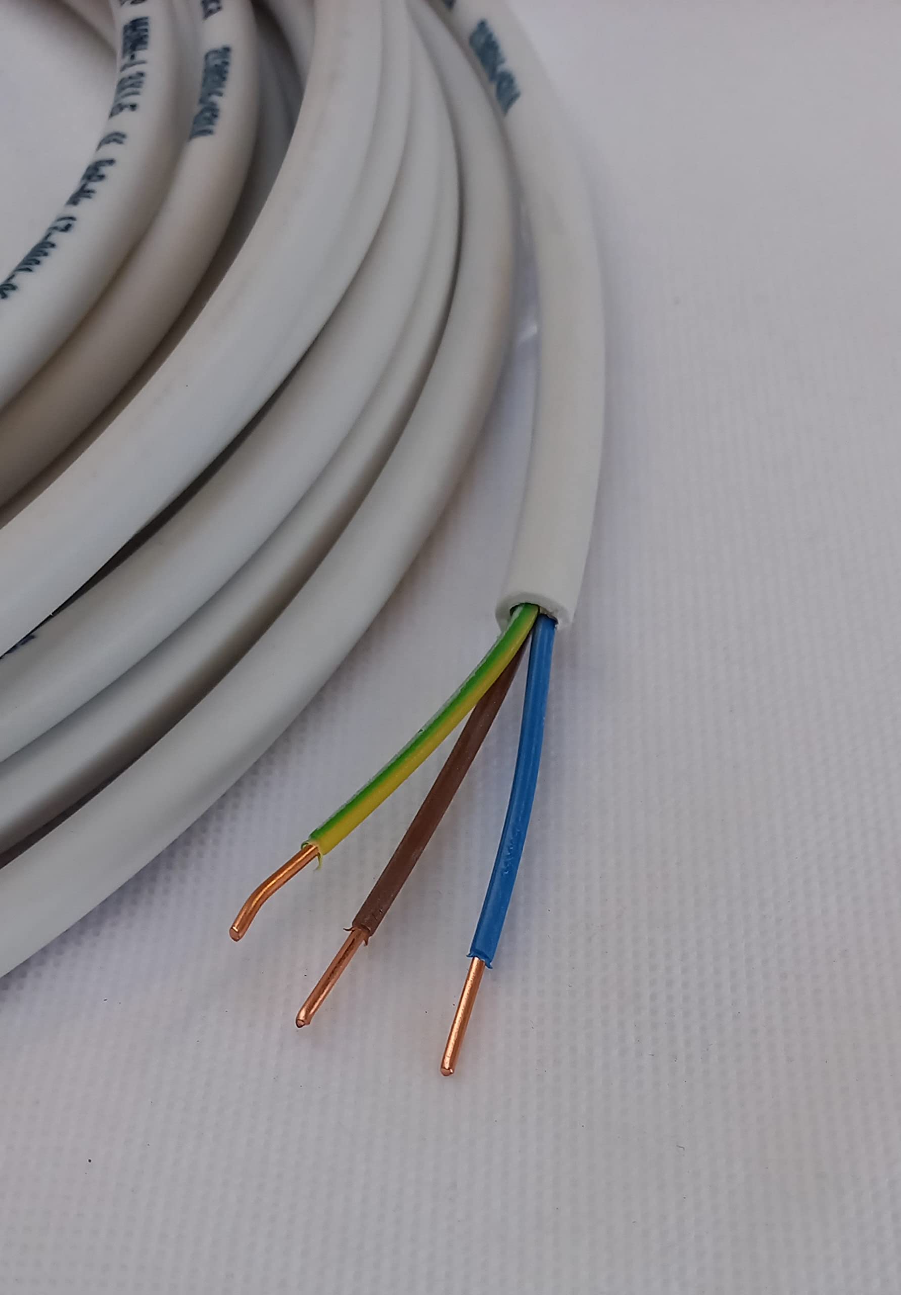 Ali's DIY NYM-J Câble électrique gainé résistant à l'humidité LSF (Low Smoke & Fumes) (Peu de fumée et d'émanations) à 3 conducteurs (1.5mm²,60 Mètre)