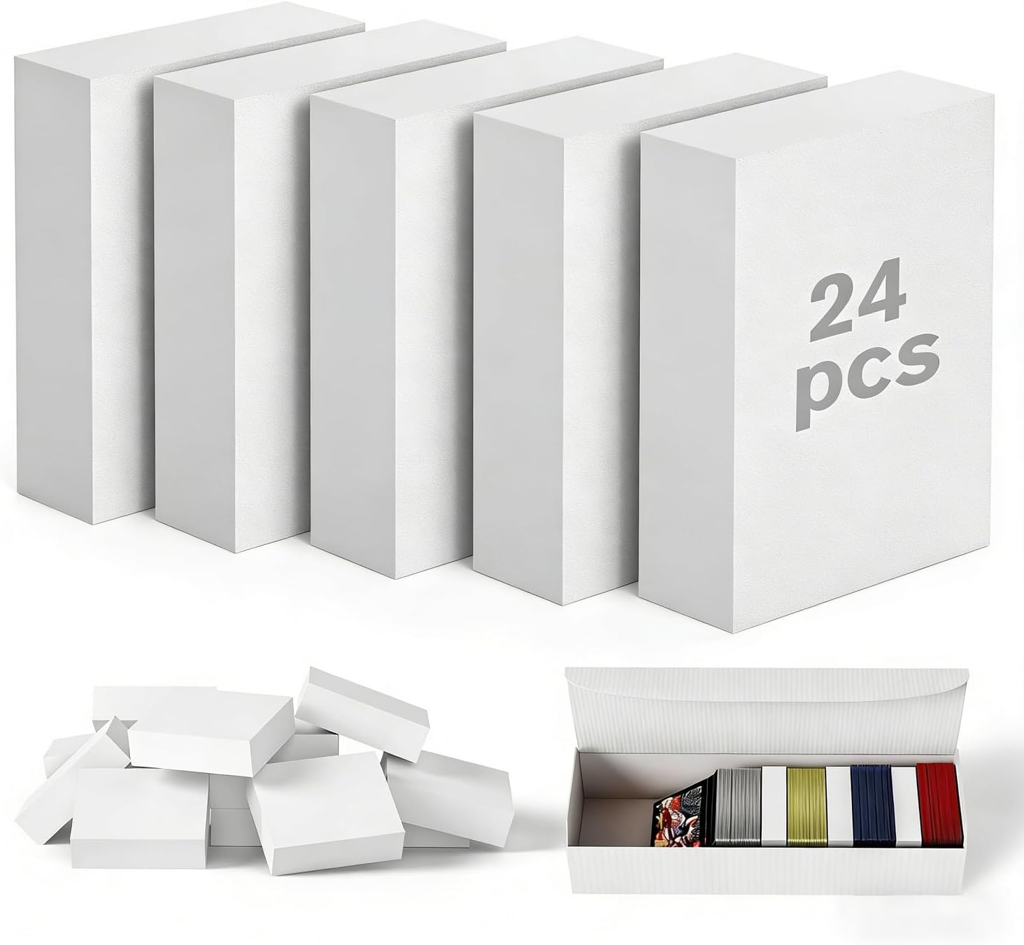Trading Card Dividers for Storage Boxes - 24PCS High-Density Foam Card Spacer Blocks, Bulk Box Divider, Card Storage Supplies for MTG, TCG, Baseball & Sports (White)