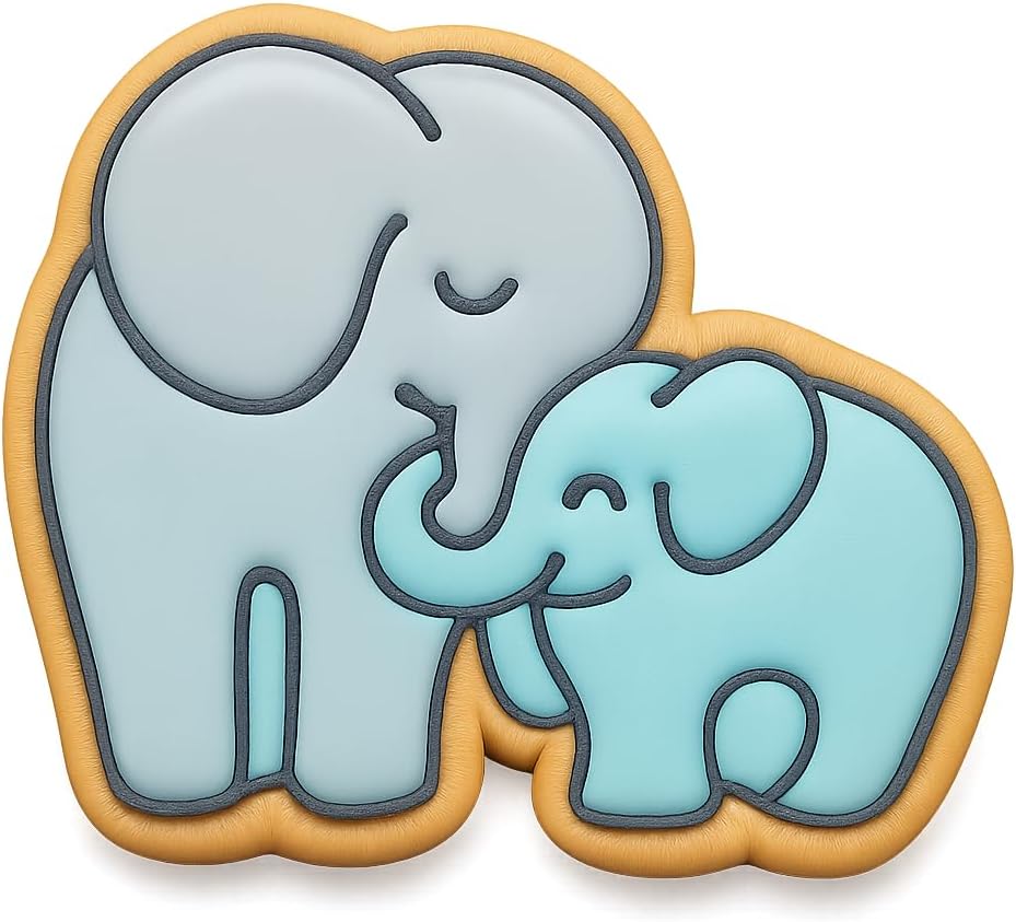 Mommy and Calf Elephant Nuzzling Cookie Cutter & Stamp - 4x3.5 Fun Kitchen Baking image 4