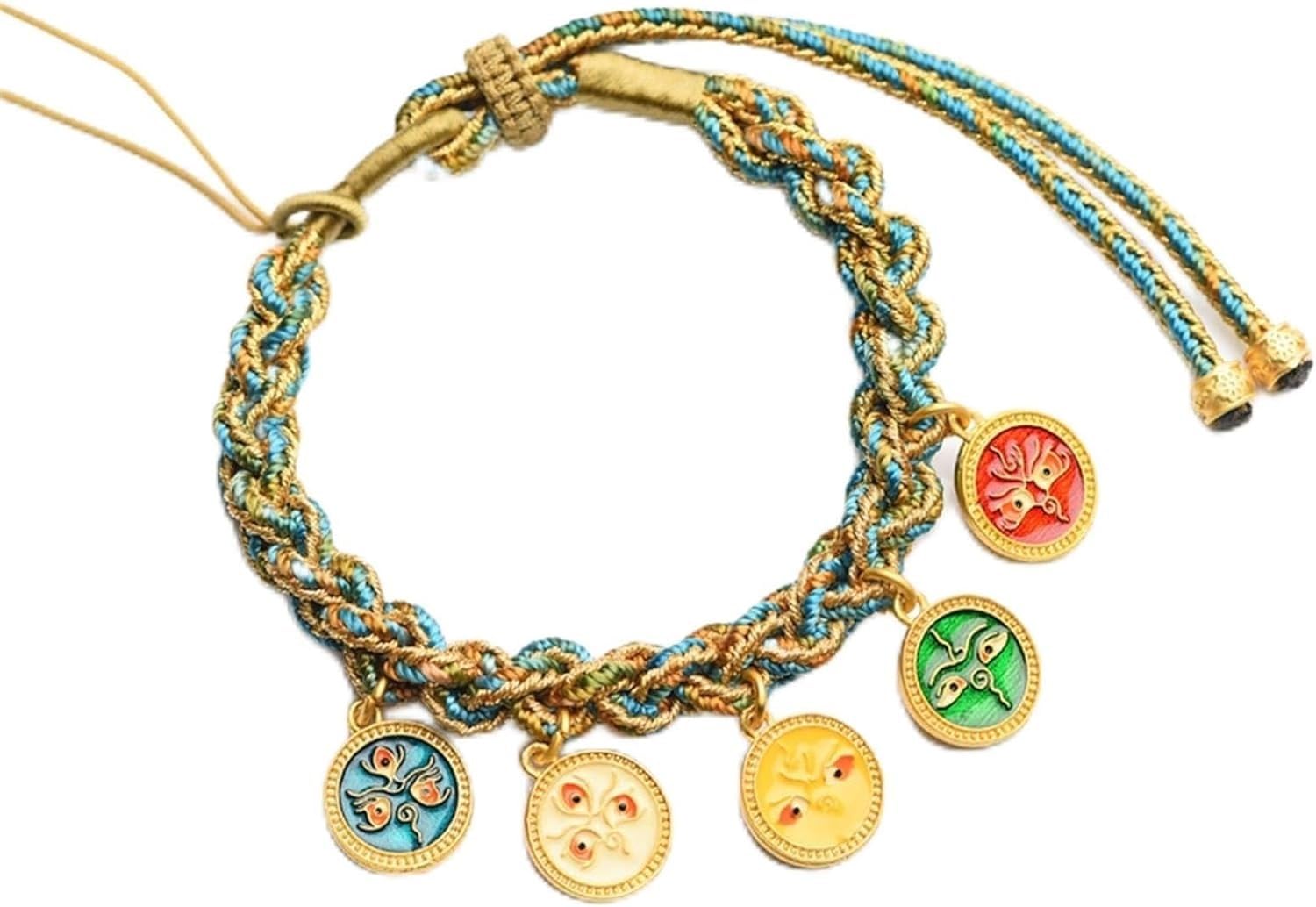 YNIYUJKL Bracelets,Lucky Charm,Braided Bracelets, Tibetan Ethnic Wind Five Characteristics Tangka Hand-Woven Wenwan Stereotyped Hand Rope Bracelet Female