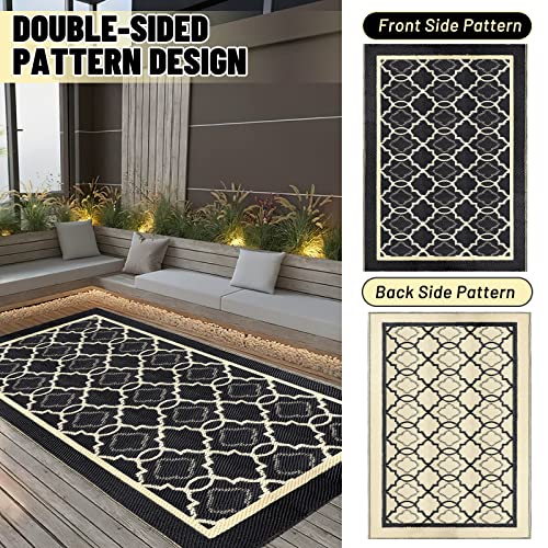 zootop Outdoor tapijt waterdicht tapijt voor kamperen, groot terrastapijt modern omkeerbaar plastic geweven tapijt draagbaar lichtgewicht campingmat vloerkleed voor strand tuin terras balkon dek 120 x - Afbeelding 4