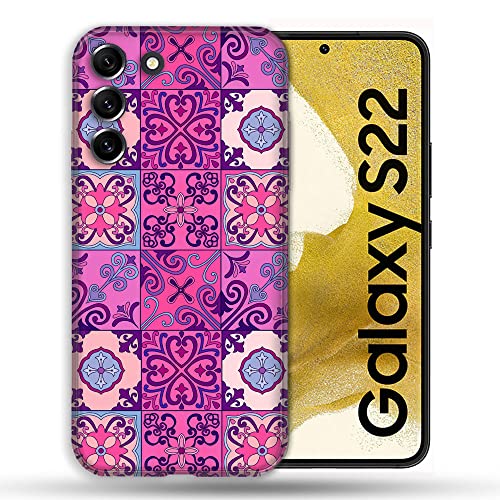 Coque Samsung S22 texture carreau ciment violet au design premium