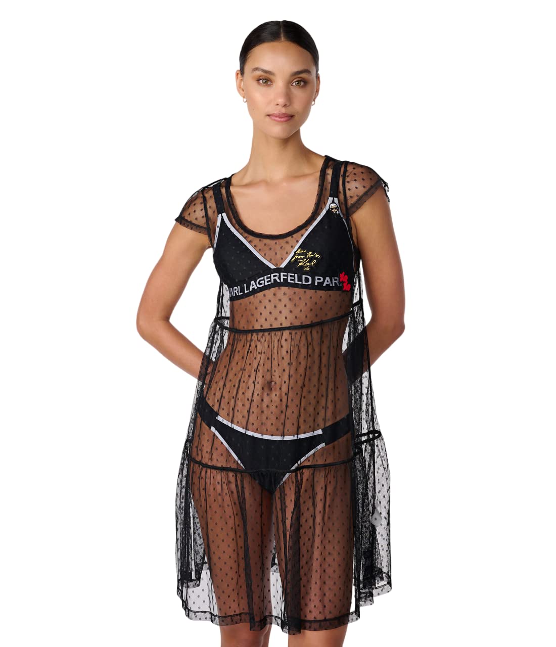 karl lagerfeld Paris womens Swim Coverup, Black, Small-picture-51