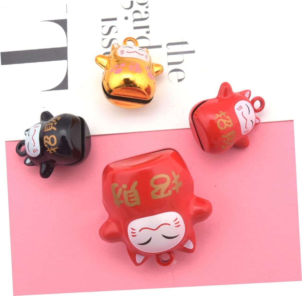 Didiseaon 9pcs Luck Cat Bell Pendants Copper Bell Adornments for Crafts Unique Decorative Cat Charms for Keychains Suitcases and Pet Supplies