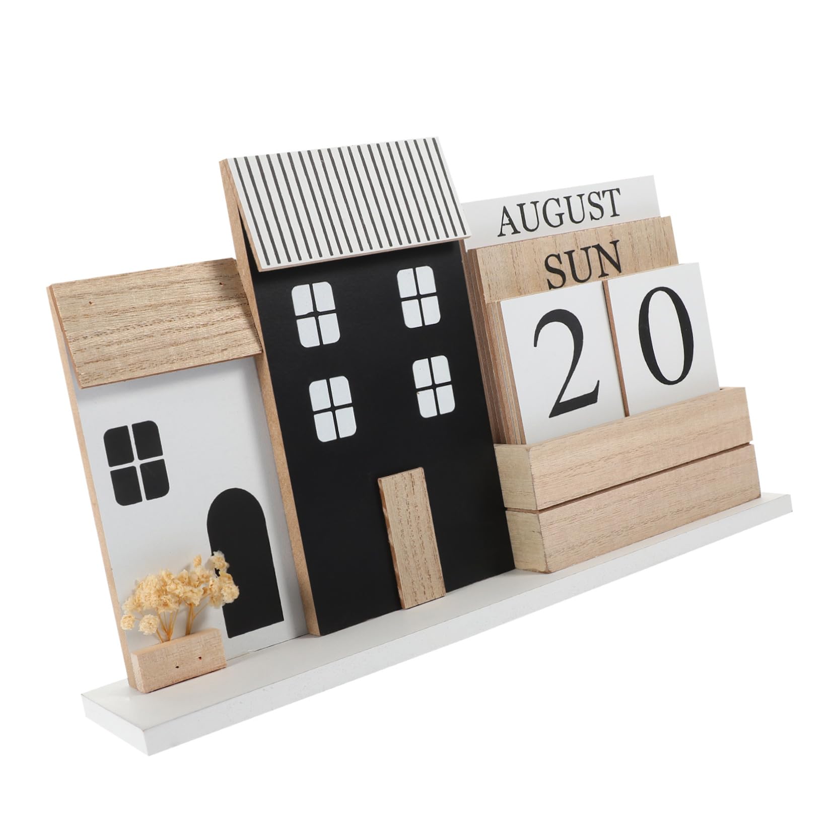 Calendario in Legno per Scrivania Planner Settimanale e Mensile Compatto Display Riutilizzabile di Data e Mese Decorazione Ufficio e Casa Dimensioni
