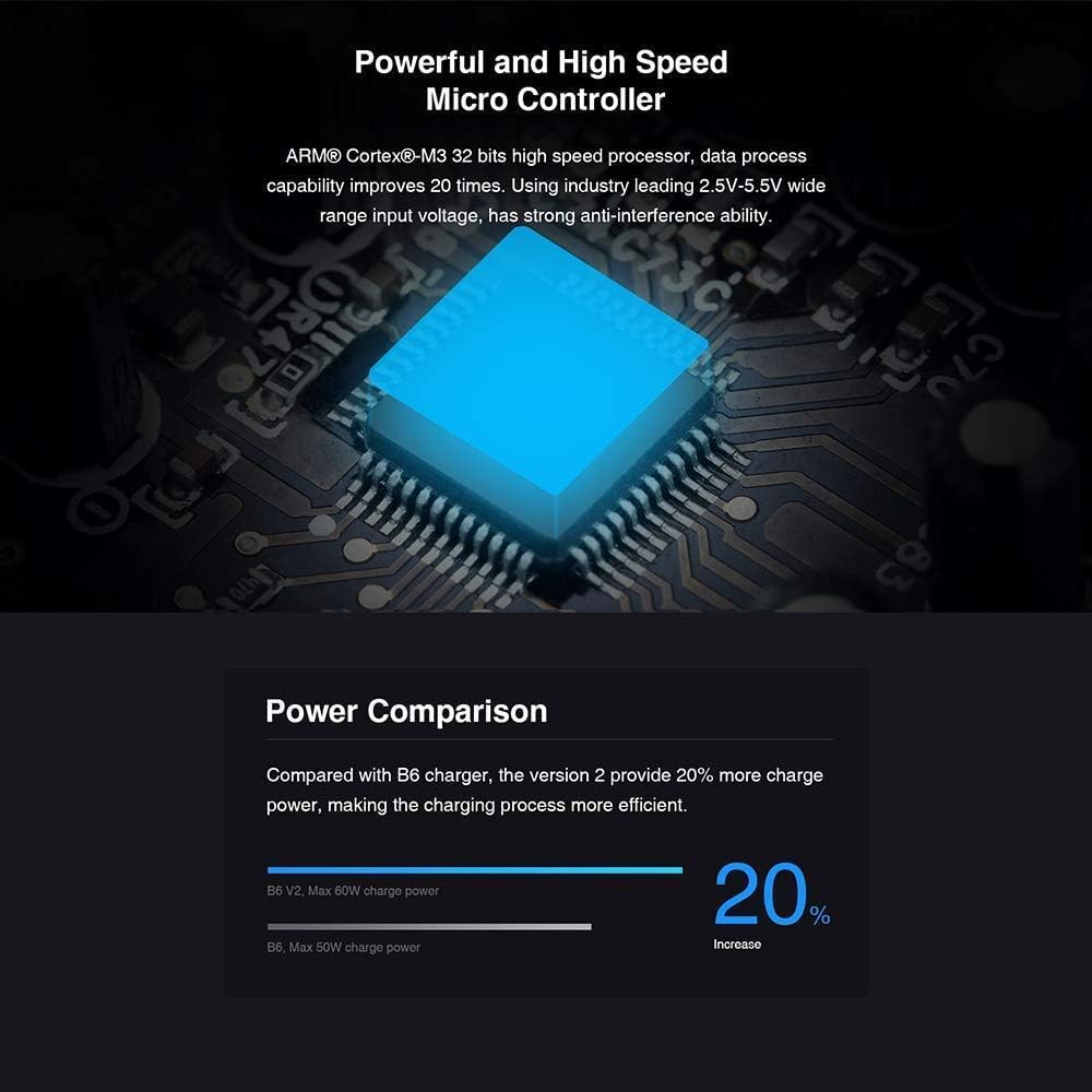 iMAX B6 V2 DC 60W 6A X60T RC Mehrere Akku Balancer Ladegeraet Entlader für 1S-6S LiPo Li ion Life LiHV, 1S-15S NiCd NiMh Pb AGM Ladegerät für DJI Drohne Inspire Auto Airsoft Spielzeug Batteries