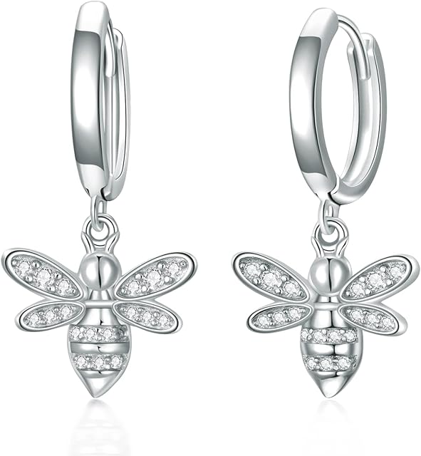 VONALA 925 Sterling Silver Butterfly Dragonfly Bumble Bee Huggie Hoop Dangle Dangly Drop Charm Earrings Insect Jewellery Gifts for Women