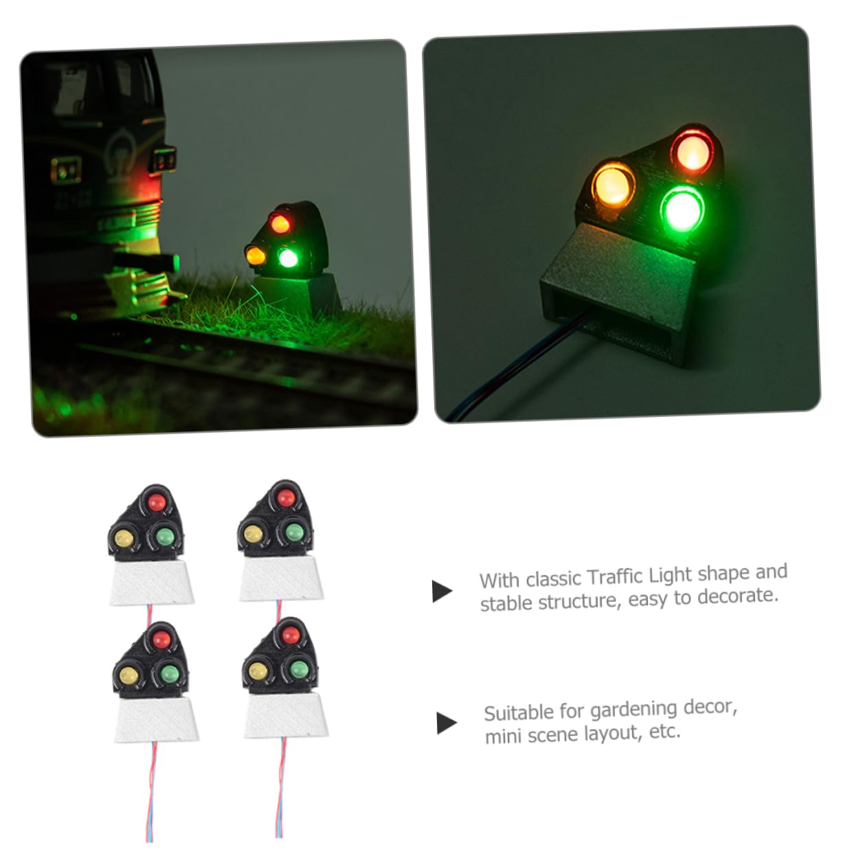 DOITOOL Realistic Traffic Signal Decor Miniature Traffic Lamp for DIY Model Trains Table Decor Lamp Set