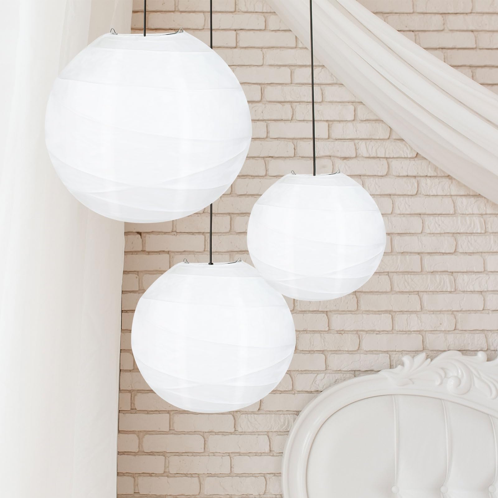 LIHAO Lampion Lantern Carta Sospesa Parati Giorni Bianco, 25 cm, 1 pz