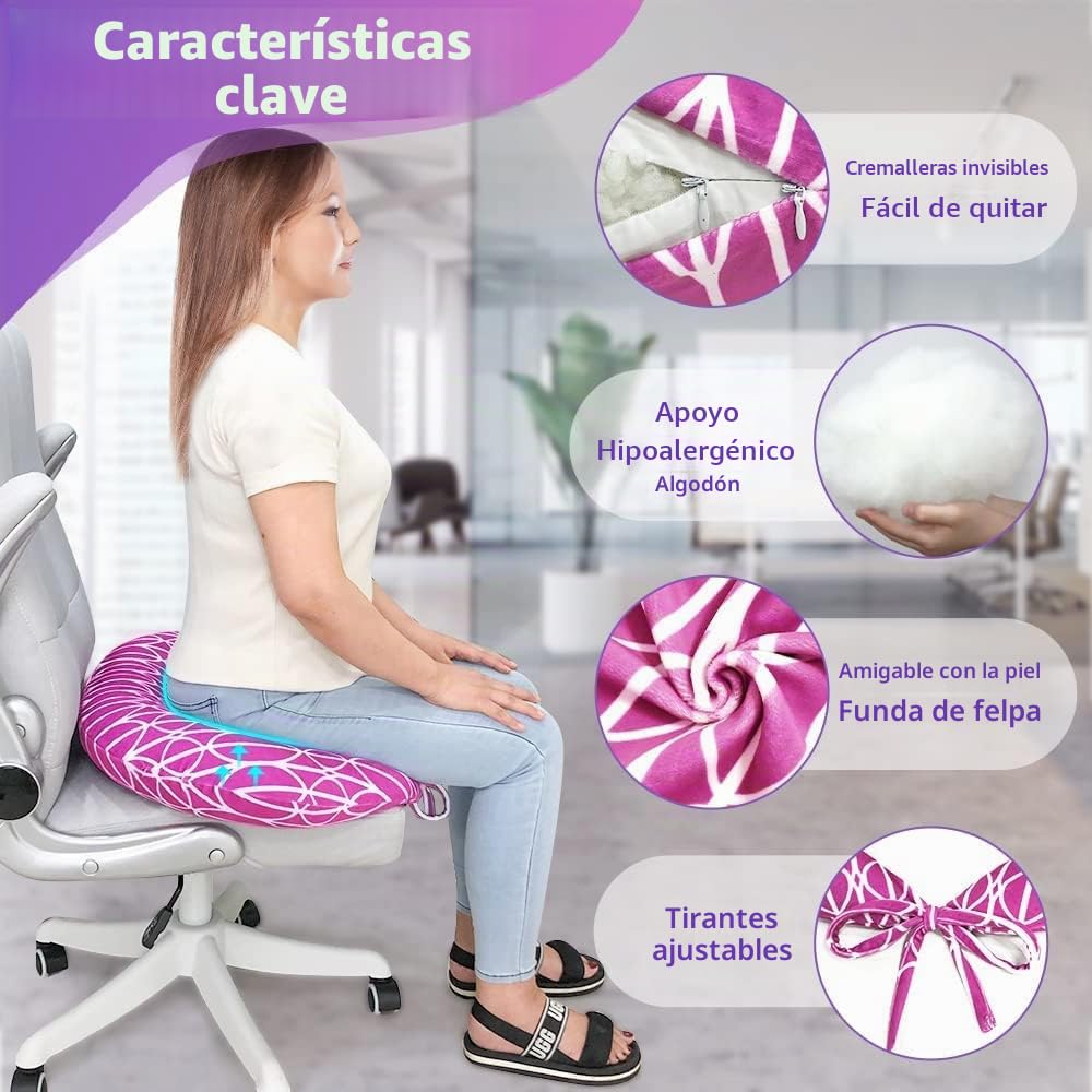 BBL Almohada después de la cirugía para dormir, almohadas de glúteos BBL, silla de cama, levantamiento de glúteos brasileño, recuperación después de la cirugía, sentado, conducir, donut (rosa)