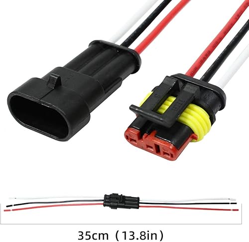 Miniatura 6 de 3 Pin Way Auto Impermeable Conector Eléctrico Pigtail Con Alambre 18 AWG Marino Para Coche Barco Ect.5 Pack