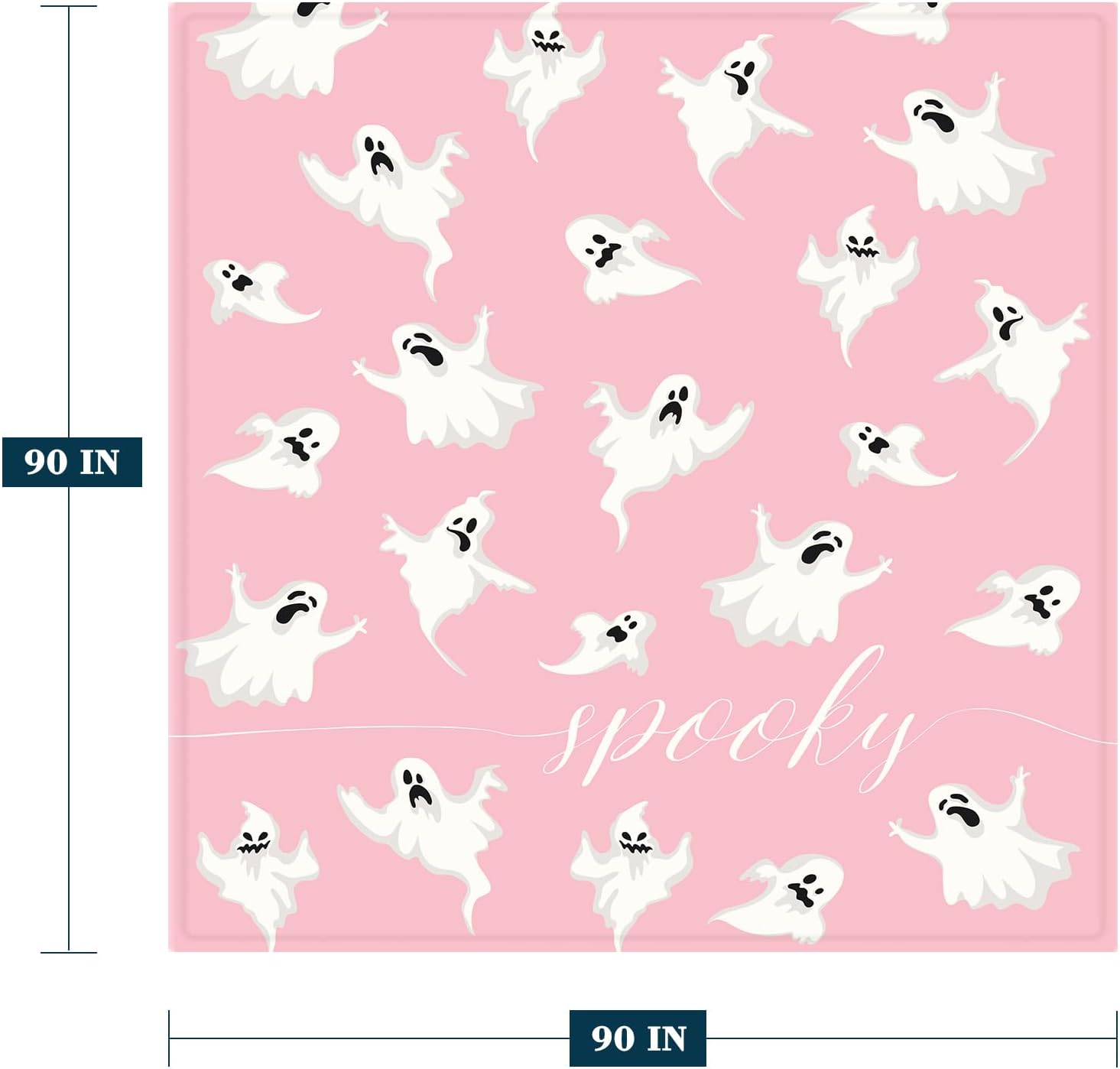 YeeJu Halloween Fleece Throw Blanket Queen Size Pink Cute Ghost Blanket for Couch Sofa Bed Living Room Outdoor Cozy Soft Lightweight Fuzzy Plush Blankets and Throws Decorative Blanket 90x90