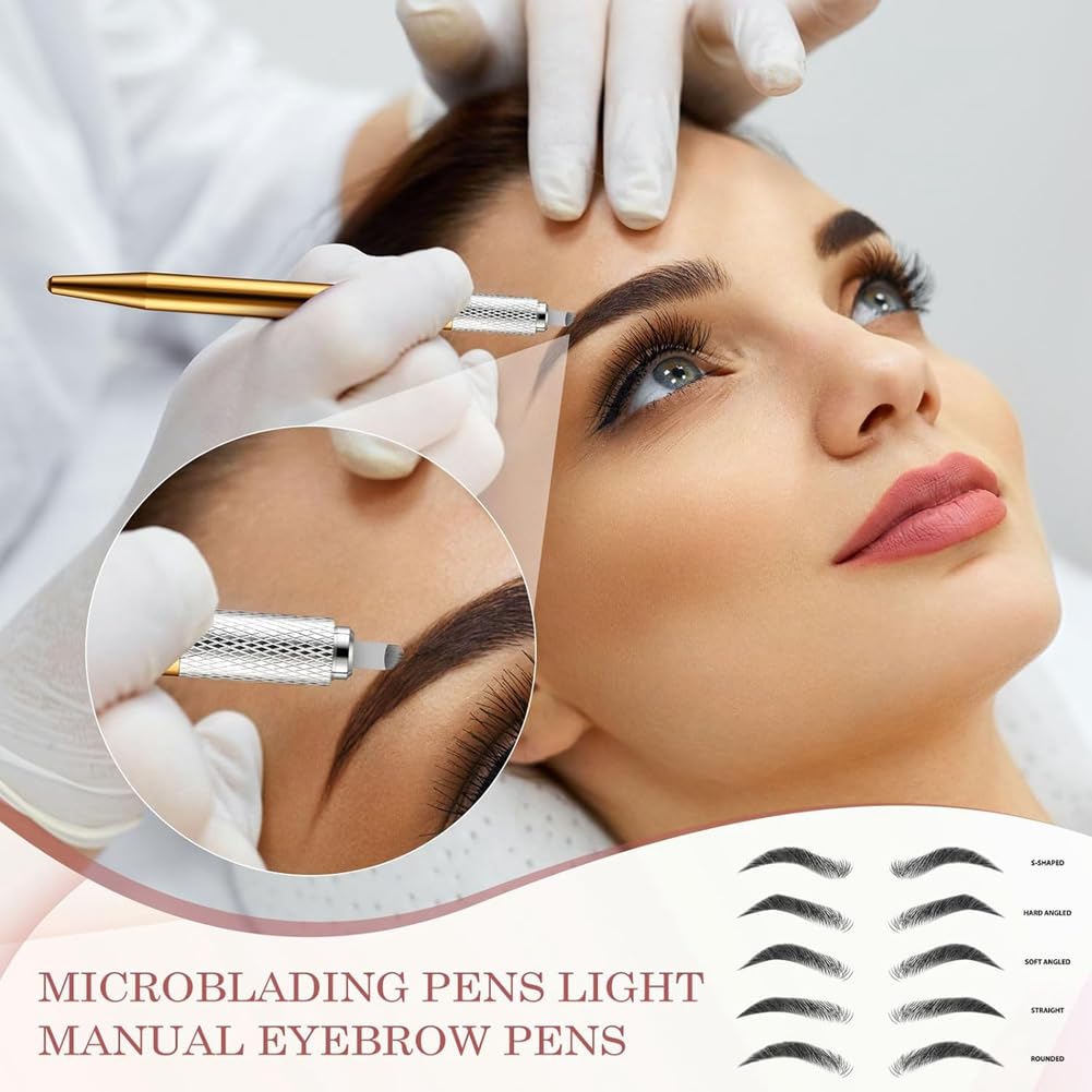 50 Stück Microblading-Stifte, Manuelle Augenbrauenstifte, Microblading-Zubehör, Aluminium-Microblading-Handwerkzeuge für Kosmetika B