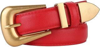 Adjustable belt for women burgundy leather belt with metal buckle, luxury casual belts for jeans and jeans dresses elegant pants dress
