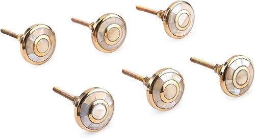 Perilla Home Juego de 6 pomos para gabinete y cajones, pomos de nácar de madre perla, pomos decorativos vintage para hardware de gabinete de cocina,