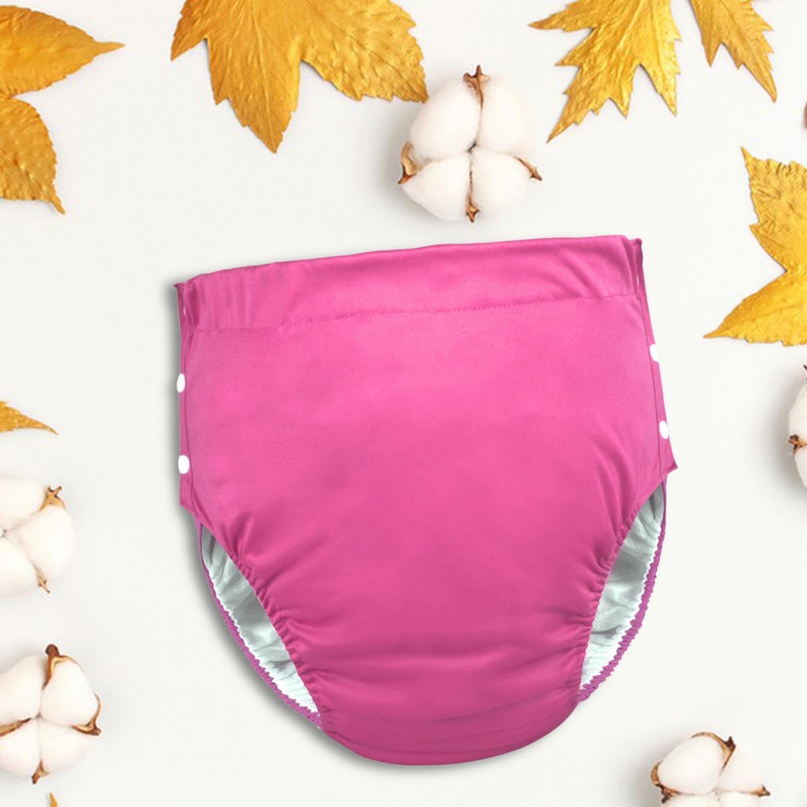 Couche Adulte, Couche-Culotte En Tissu Lavable pour Adulte, Couche Adulte Femme, Housse de Protection, Séchage Rapide, Couche Réglable Respirante Réutilisable pour Les Personnes âgées, Rose rouge