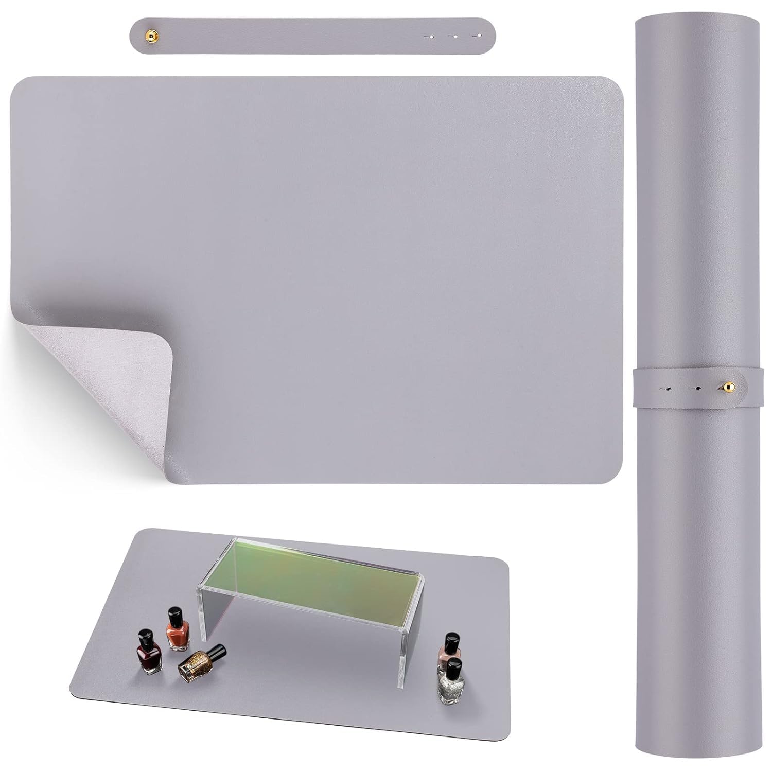 Nail Art Hand Rest Cushion - Foldable Microfiber Leather Mat for Manicure Table (Not Including Arm Rest Table) (Grey)