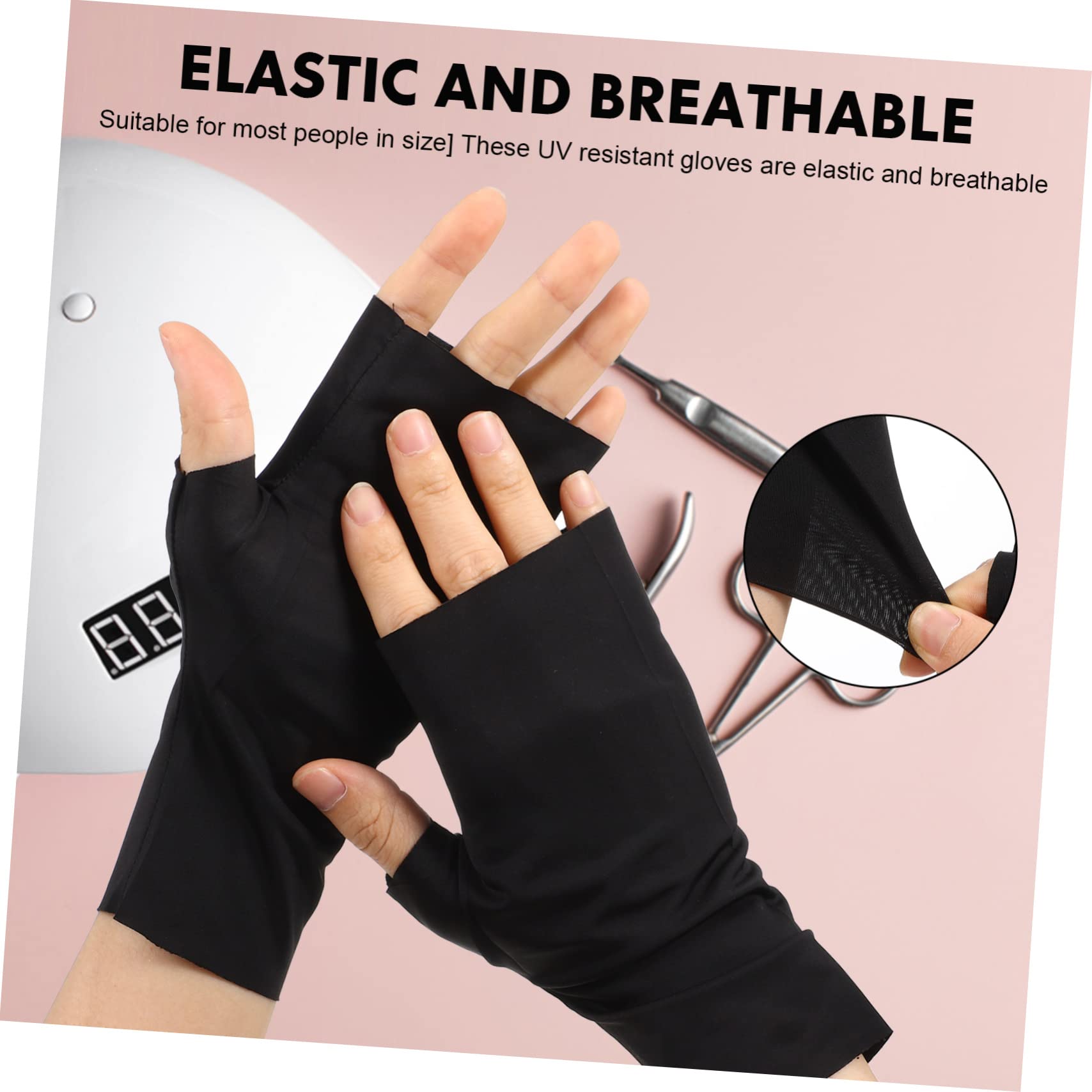 Healvian 12pares Guantes Uv Para Manicura De Gel De Guantes Sin Dedos Diseño Transpirable y Elástico Protección Uv Para Mujeres y Niñas