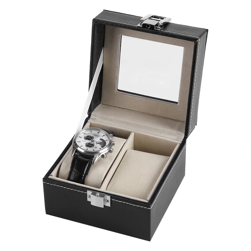 Boîte de rangement pour montres de luxe en écrin transparent haut de gamme à 2 slots