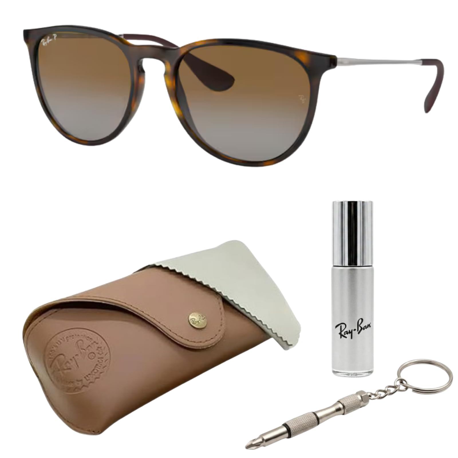 Ray-Ban RB4171 ERIKA Klassische Sonnenbrille in Phantos-Form mit Brillen-Set, hohe Steg-Passform, Retro-Sonnenbrille