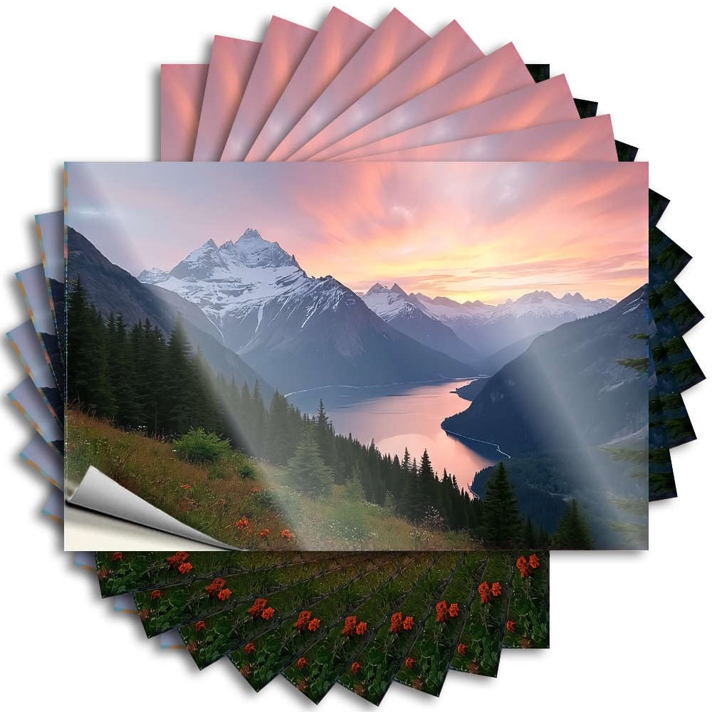 Bumper New Bedroom Door Decorations Bumper A Serene Mountain Landscape At Sunset. - No Residue Decals for Humor(12X18CM)