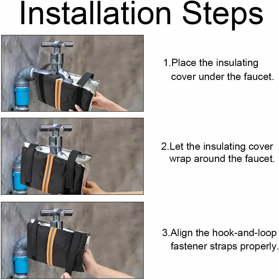 Outdoor Faucet Covers for Winter Freeze Protection Reusable Insulated Hose Bib Cover with Reflect Strip Fit for Garden Yard Outside Garden Spigot Pipe (2PCS)