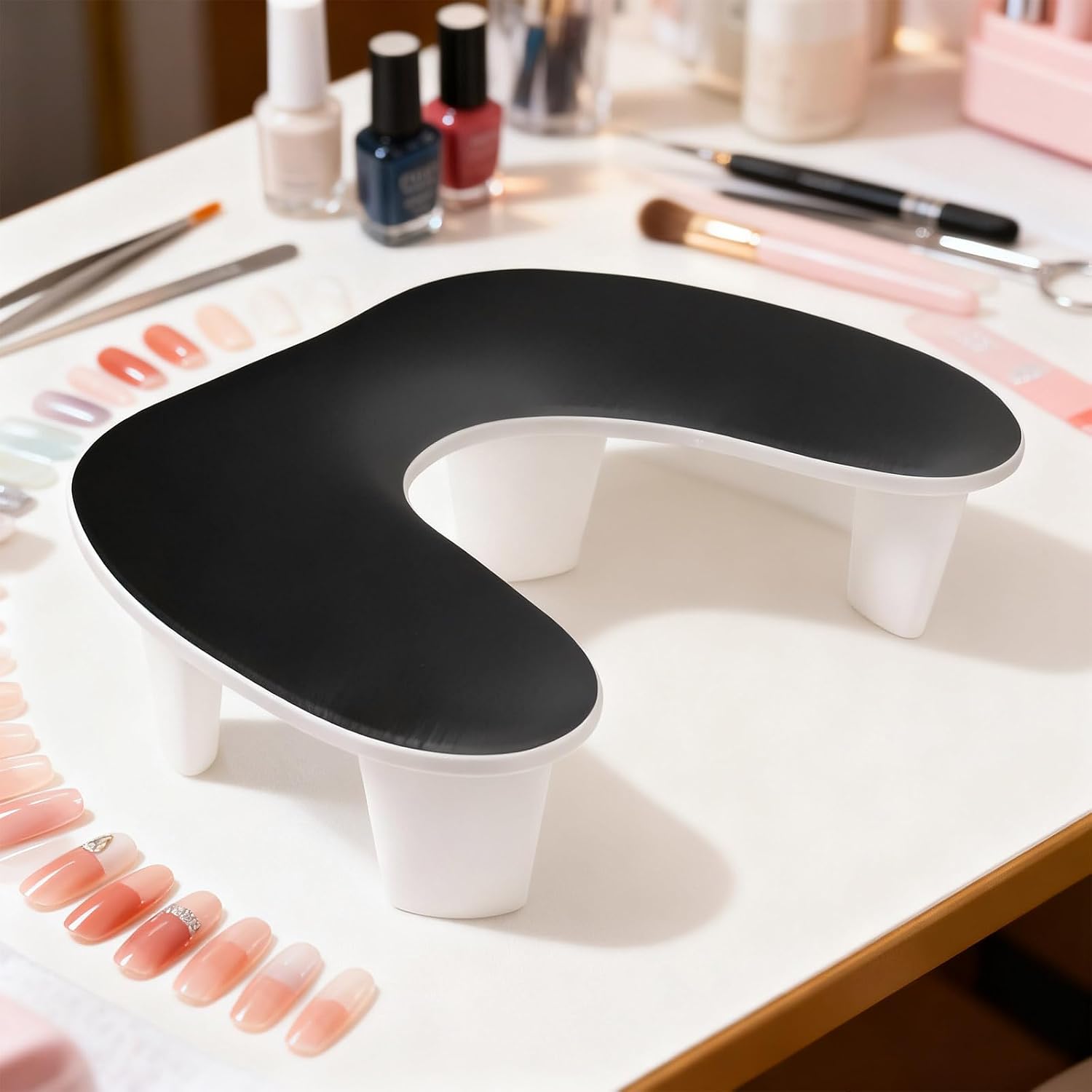 Manicure Arm Rest Display Cushion with Detachable Stand Stylish U Shape Perfect for Nails Artists Beauty Professional U Shaped Butterfly Nails Art Hand Pillow