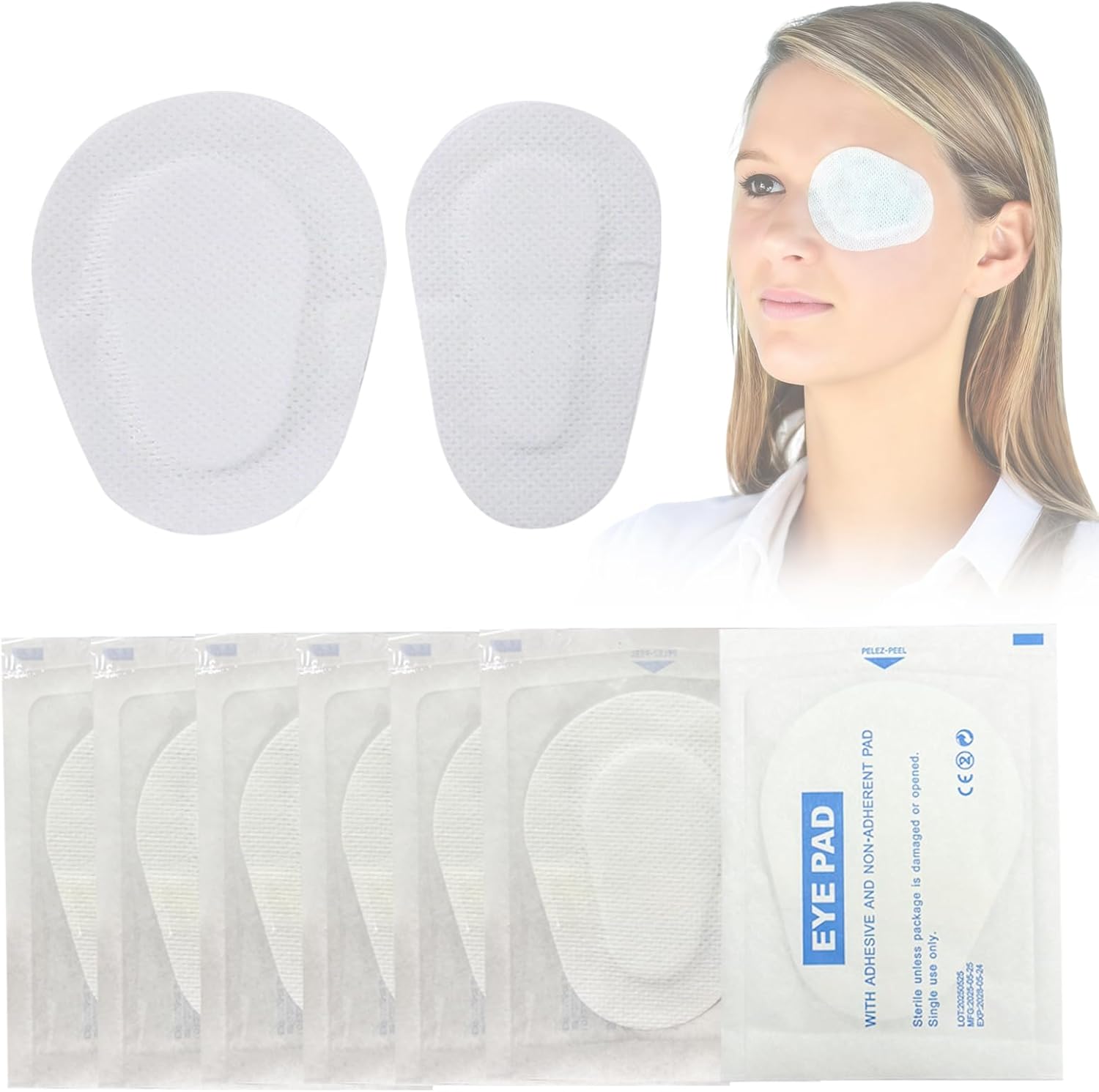 Disposable Eye Dressing Pad for Wound & Trauma Recovery Surgery Protective Accessories, Sterile Individual Packaging, 20 PCS (2.8″ x 3.5″)