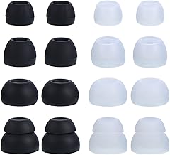 eBoot Replacement Earbuds Silicone Eartips Earpads Compatibe with Skullcandy Earphones, Black and Clear, 8 Pairs