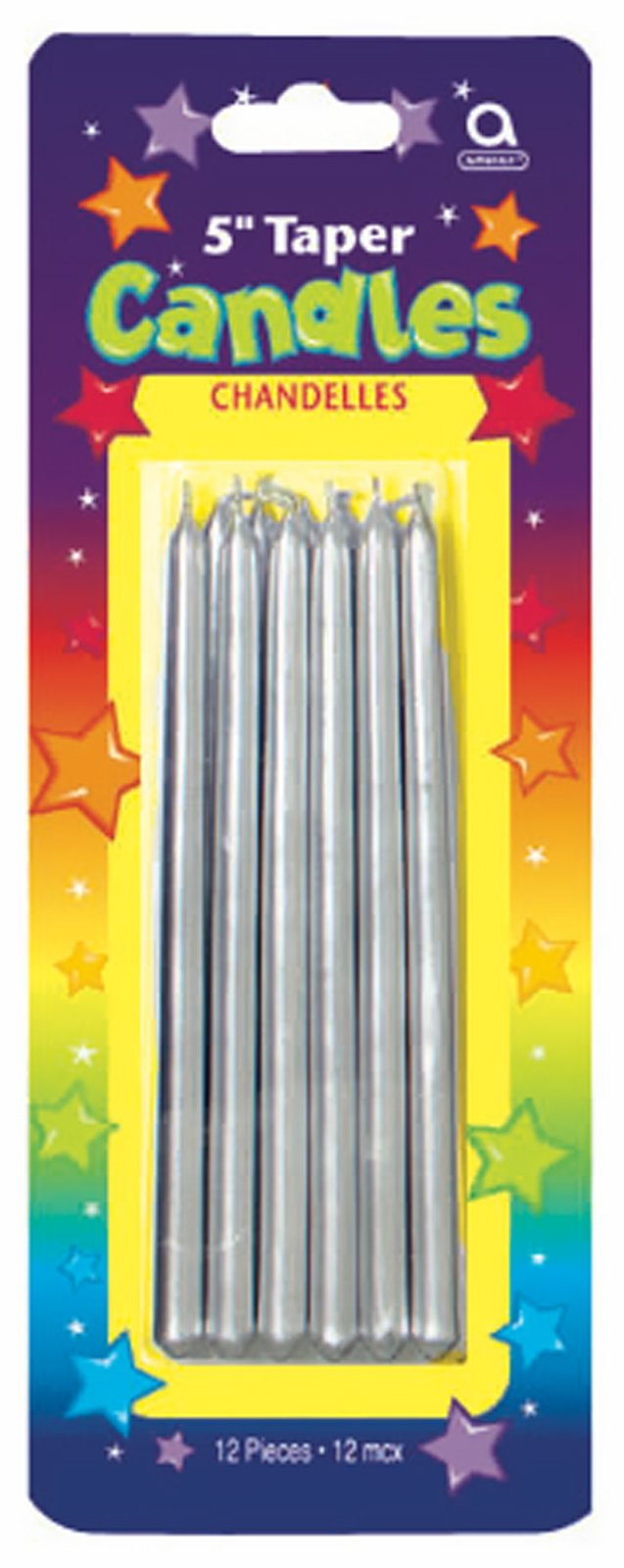 Amscan 170673 - Kerzen Geburtstag, 12 Stück, Silber, Höhe 12,7 cm, Tortendekoration