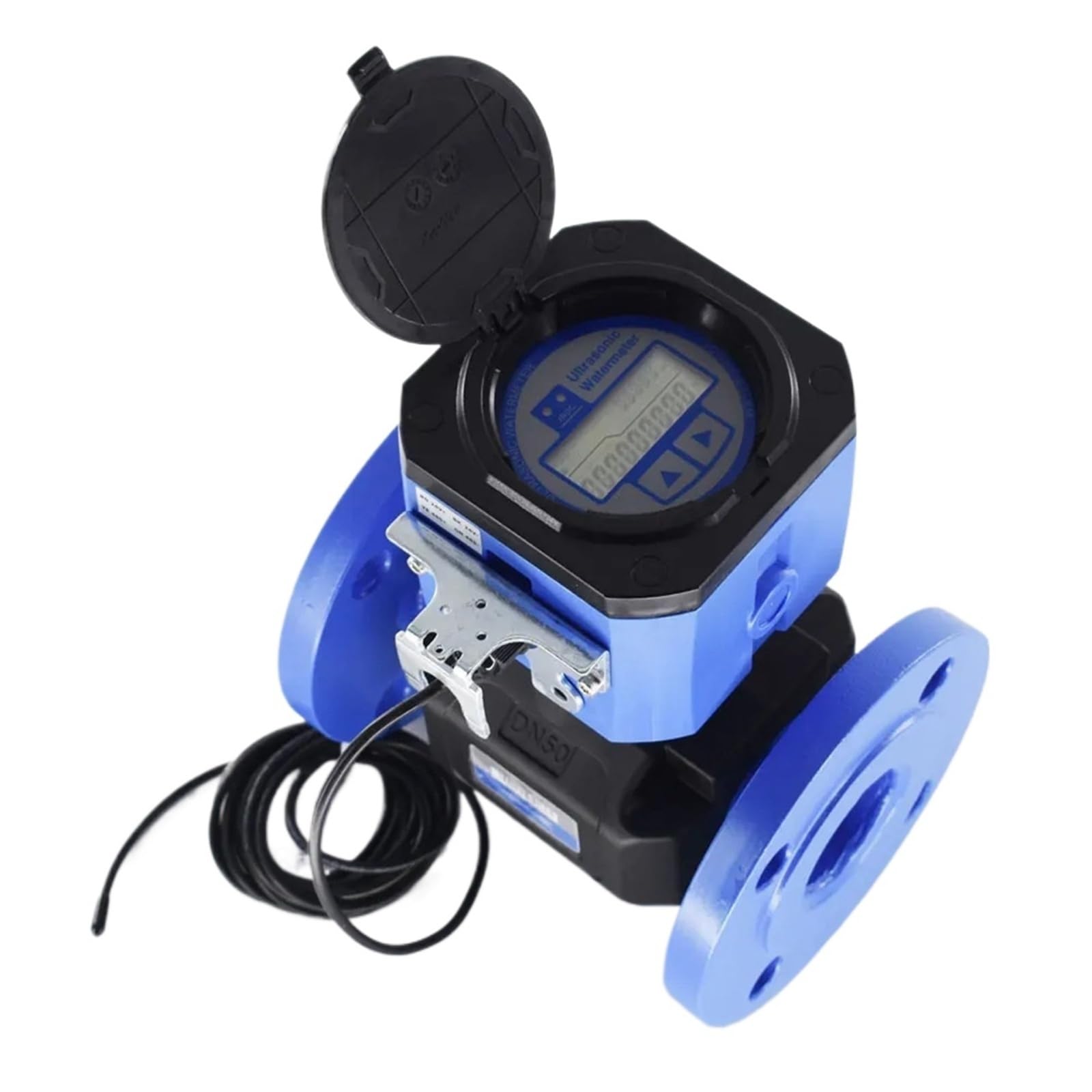 Medidor de agua ultrasónico DN100 Agregar salida pulso Conexión brida suministro batería flujo digital IP68 Industrial